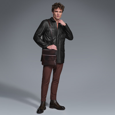 Anton Siyah Erkek Deri Kaban