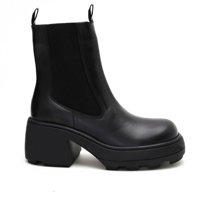 Anton Siyah Kadın Yandan Lastikli Deri Bot