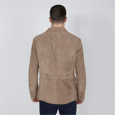 Antonin Bej Erkek Süet Safari Deri Ceket