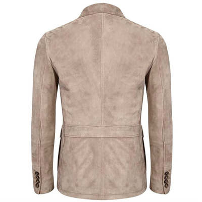 Antonin Bej Erkek Süet Safari Deri Ceket