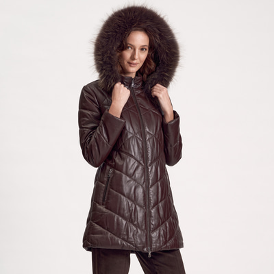 Aoibhinn Kadın Şişme Deri Mont