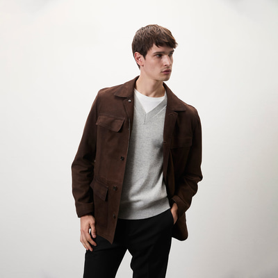 Arnie Kahve Erkek Süet Deri Ceket