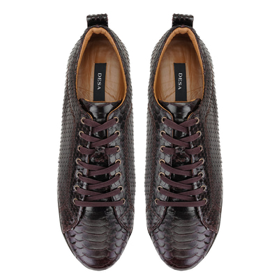 Arthur Kahve Erkek Piton Baskılı Deri Spor Ayakkabı