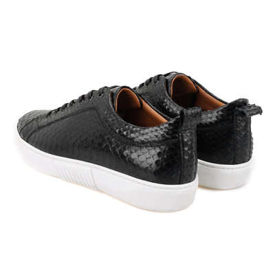 Arthur Siyah Erkek Piton Baskılı Deri Spor Ayakkabı