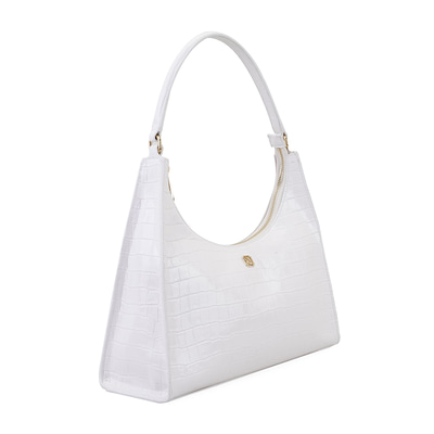 Aspen Beyaz Kadın Kroko Baskılı Deri Omuz Çantası