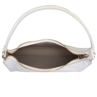 Aspen Beyaz Kadın Kroko Baskılı Deri Omuz Çantası