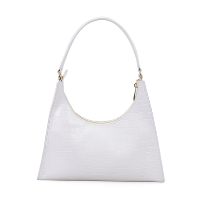 Aspen Beyaz Kadın Kroko Baskılı Deri Omuz Çantası