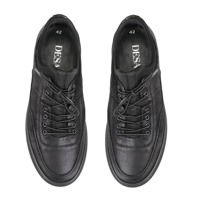 Auke Siyah Erkek Deri Spor Ayakkabı