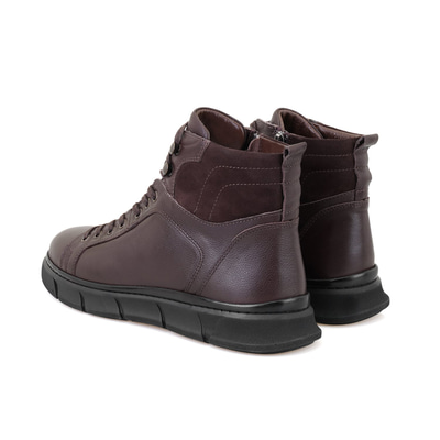 Axel Kahve Erkek Fermuarlı Deri Bot