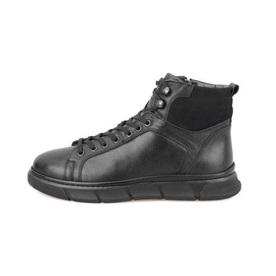 Axel Siyah Erkek Fermuarlı Deri Bot