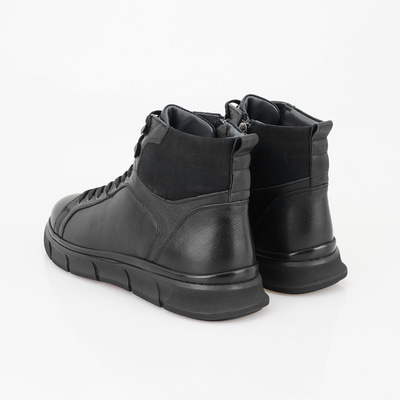 Axel Siyah Erkek Fermuarlı Deri Bot