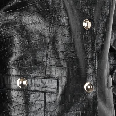 Ayita Siyah Kadın Kroko Baskılı Deri Ceket