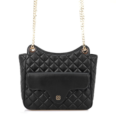 Azaliya Siyah Kadın Kapitone Deri Omuz Çantası