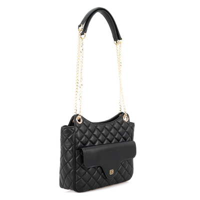 Azaliya Siyah Kadın Kapitone Deri Omuz Çantası