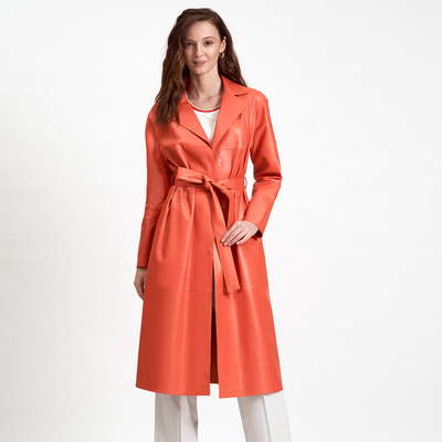 Aziza Kadın Deri Uzun Trençkot