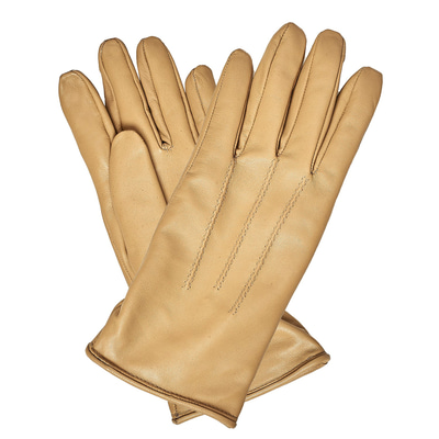 Bej Kadın Dikiş Detaylı Deri Eldiven