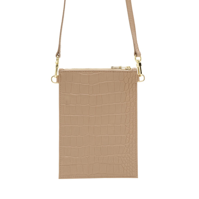 Bej Kadın Kroko Baskılı Telefon Çantası