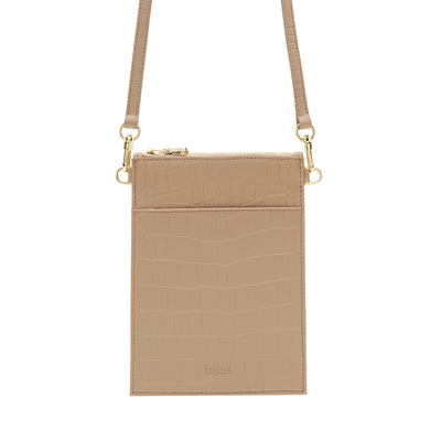 Bej Kadın Kroko Baskılı Telefon Çantası