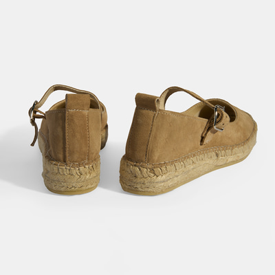 Bej Kadın Toka Detaylı Süet Mary Jane Espadril