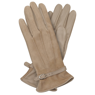 Bej Kadın Tokalı Süet Eldiven