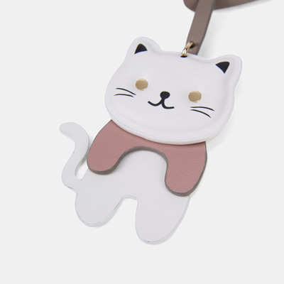 Bej Kedi Figürlü Deri Charm