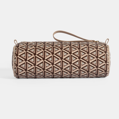 Bej Monogram Desenli Kalemlik/Tıraş/Makyaj Çantası