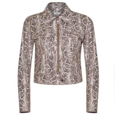 Bej Ninfe Kadın Deri Mont