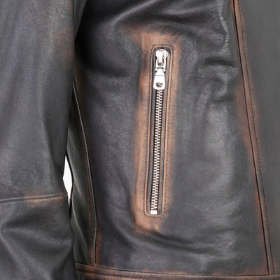 Benvolio Kahve Kadın Vintage Biker Deri Ceket