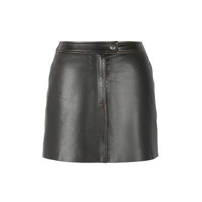 Beonica Siyah Kadın Vintage Deri Etek