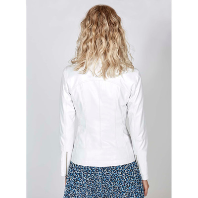 Beyaz Alda Kadın Deri Ceket