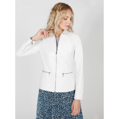 Beyaz Alda Kadın Deri Ceket