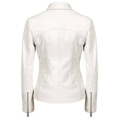 Beyaz Alda Kadın Deri Ceket