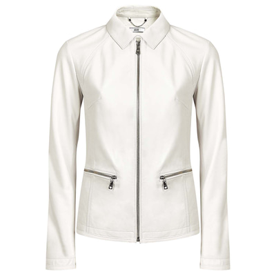 Beyaz Alda Kadın Deri Ceket