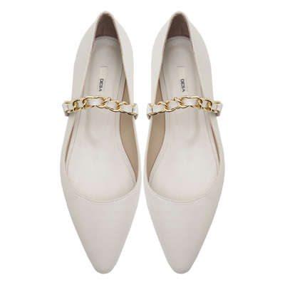 Beyaz Fiori Kadın Deri Babet