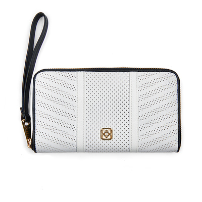 Beyaz Kadın Perfore Deri Cüzdan