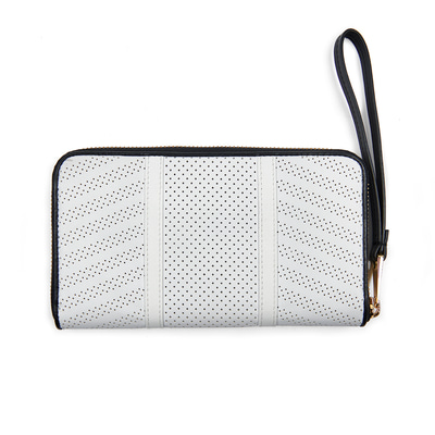 Beyaz Kadın Perfore Deri Cüzdan
