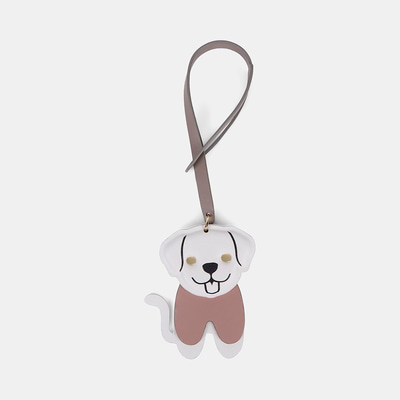 Beyaz Köpek Figürlü Deri Charm