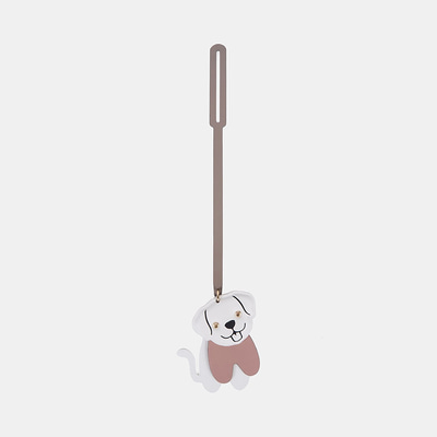 Beyaz Köpek Figürlü Deri Charm