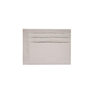 Beyaz Kroko Baskılı Deri Kartlık