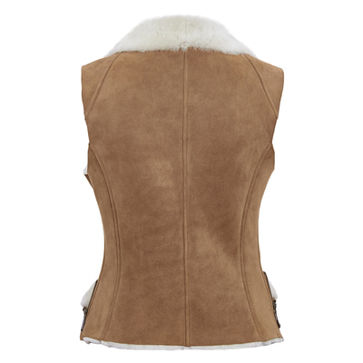 Beyaz Valeria Kadın Kürk Yelek