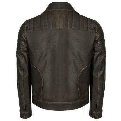 Bill Kahve Erkek Biker Deri Mont