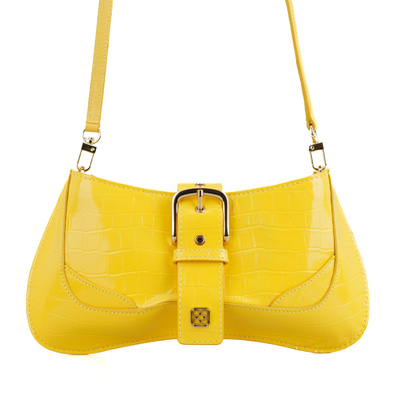 Blatt Sarı Kadın Kroko Baskılı Deri Omuz Çantası