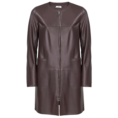 Bordo Amelie Kadın Deri Pardösü