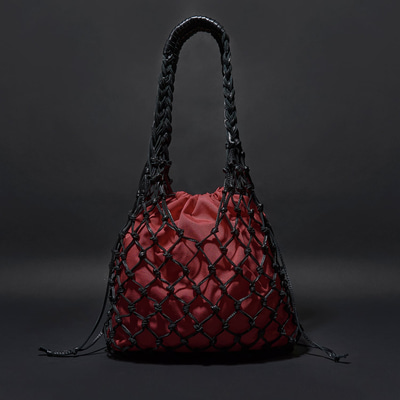 Bordo El Emeği Örgü Deri Çanta