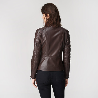 Bordo Emesta Kadın Deri Ceket