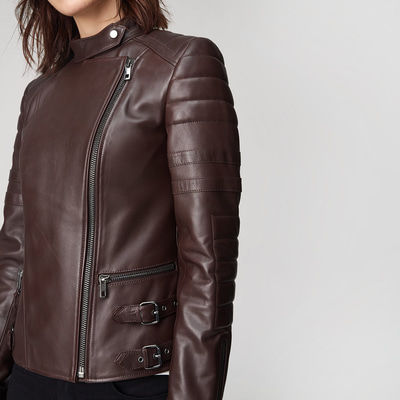 Bordo Emesta Kadın Deri Ceket