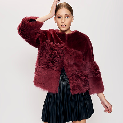 Bordo Enriqua Kadın Kürk Mont