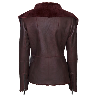 Bordo Lucia Kadın Kısa Kürk Kaban