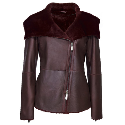 Bordo Lucia Kadın Kısa Kürk Kaban