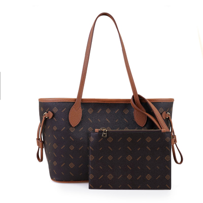 Boris Kahve Kadın Monogram Omuz Çantası